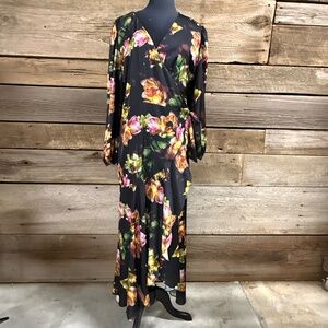 Alexia Admor Floral Maxi Wrap Dress, Size 12